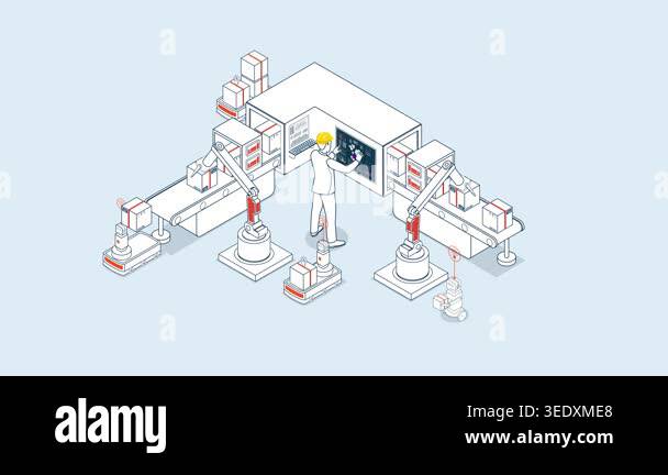 AGV and AMR Robots Transporting Materials from Conveyor Belt Automated ...