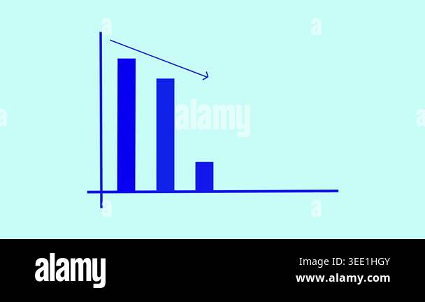 Blue bars downward trend animation for economic downturn business ...