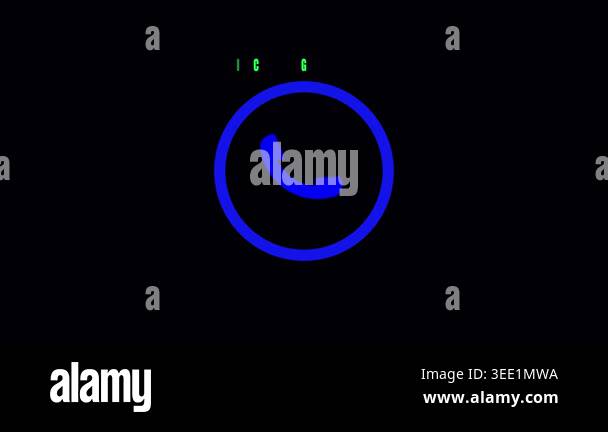 Blue phone icon incoming call animation digital interface technology ...