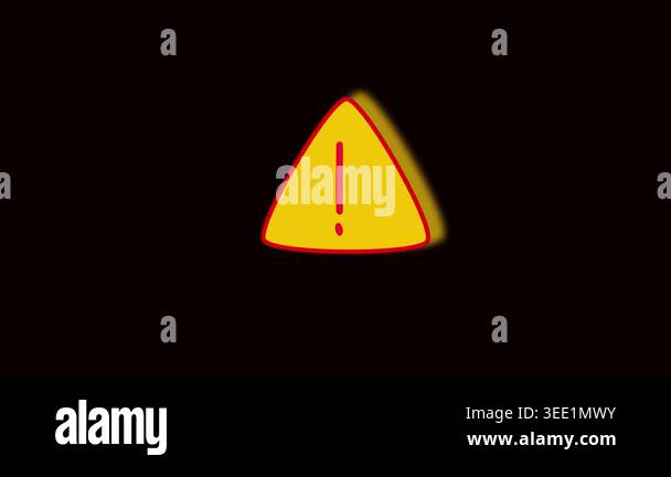 Animated warning alert exclamation mark triangle sign black background ...