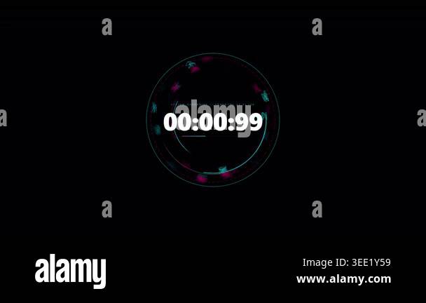 Futuristic digital countdown timer, abstract circular interface with ...