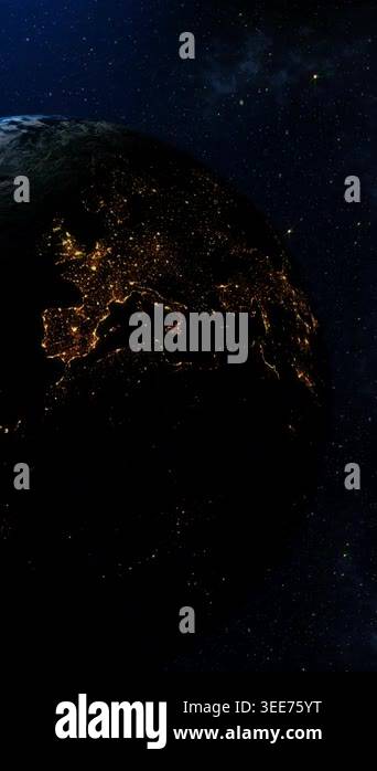 Revolving Earth Video Visual Reality View of Revolving Earth Planet Seen From Outer Space ...