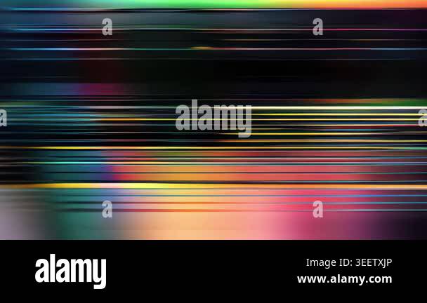 Abstract horizontal glitch lines background with colorful neon streaks ...