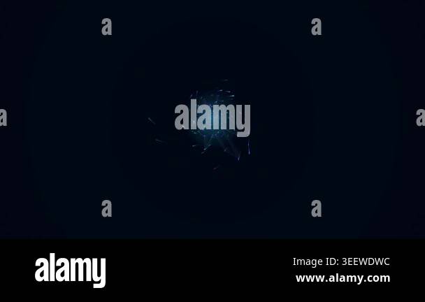Abstract digital cluster of glowing blue particles, light streaks ...