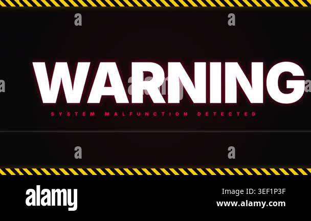 Malfunction Warning Sign Warning sign with text system malfunction detected, digital alert ...