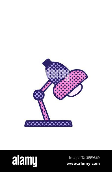 stretching up animation of comic book style cartoon of a table lamp ...