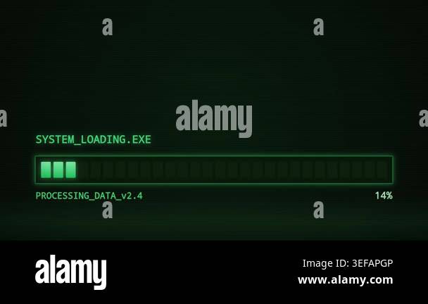 Digital System Loading Progress Bar Animation Green Screen Interface ...
