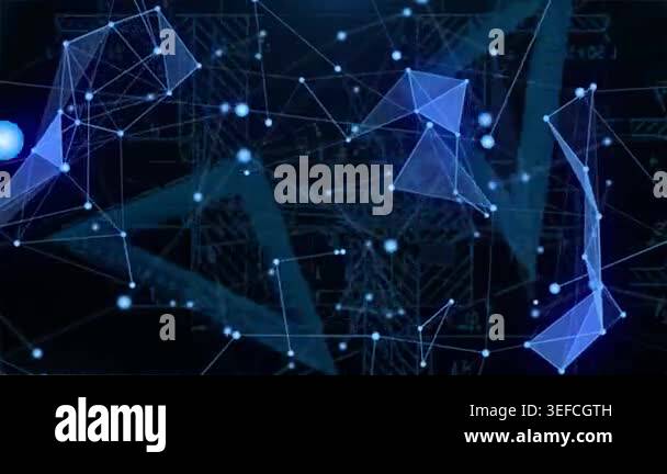 image of glowing network connections on dark background. global ...
