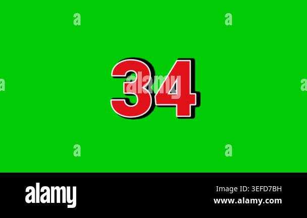 Sign Count 34 Number 34 symbol sign animation motion graphics cartoon green screen ...