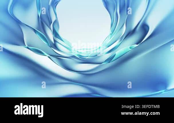 Abstract blue ribbons flow and swirl in a continuous loop, creating a ...