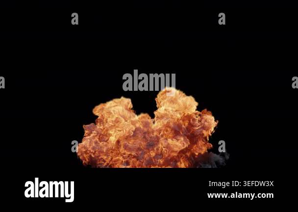 A powerful vertical cinematic explosion bursts with intense fire and ...