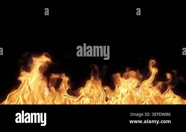 Fiery orange flames burn and flicker across the bottom of the screen ...