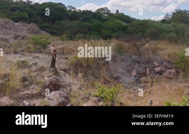 Female Model Poses in the Arid Drylands of El Salvador at Late ...