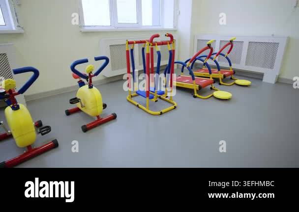 Bright colorful details make exercise machines attractive for kids ...