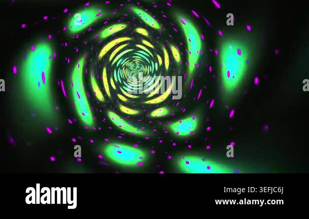 A mesmerizing, abstract visual of a swirling vortex tunnel with glowing ...