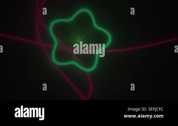 Glowing green star shape on black background with red lines Stock Video ...