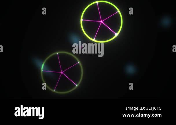 Neon circles with pink lines glowing on a dark background Stock Video ...