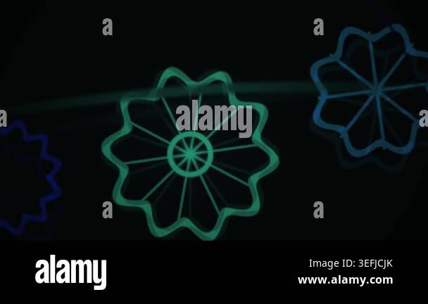 Neon flower shapes glowing on black background Stock Video Footage - Alamy