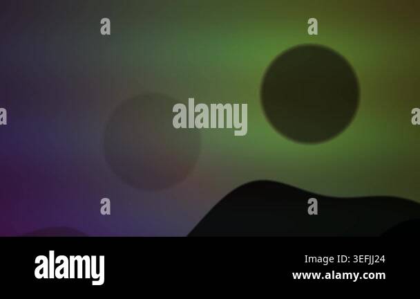 Abstract alien landscape featuring two dark celestial bodies floating ...
