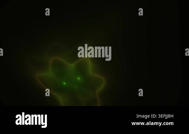 A dark video featuring abstract glowing green fractal structures ...