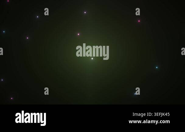 An abstract dark green background featuring scattered glowing particles ...