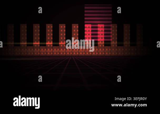 A dynamic digital art sequence featuring flickering vertical bars and ...