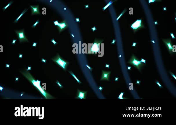 Abstract motion graphic featuring glowing green light particles moving ...