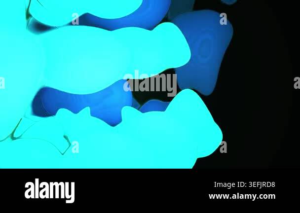 Glowing blue abstract shapes floating in black background Stock Video ...