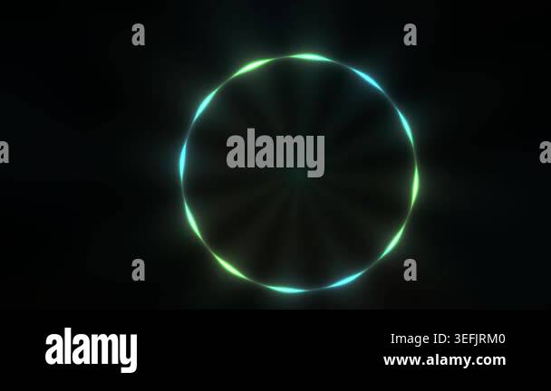 A mesmerizing abstract visual featuring a vibrant, glowing neon circle ...