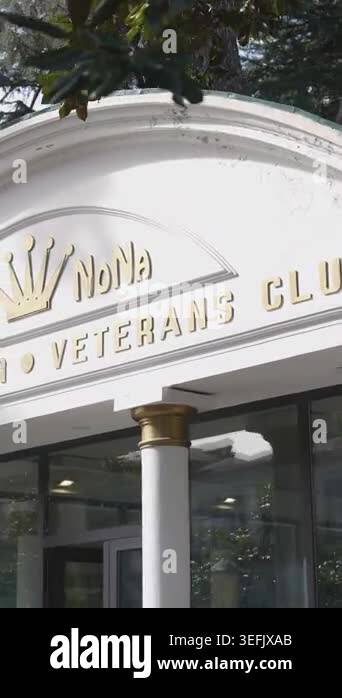 Batumi, georgia 25 april 2026: golden letters on the facade of the nona ...