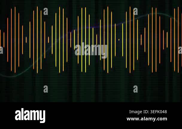 Dynamic visualization of an audio waveform, represented by glowing neon ...
