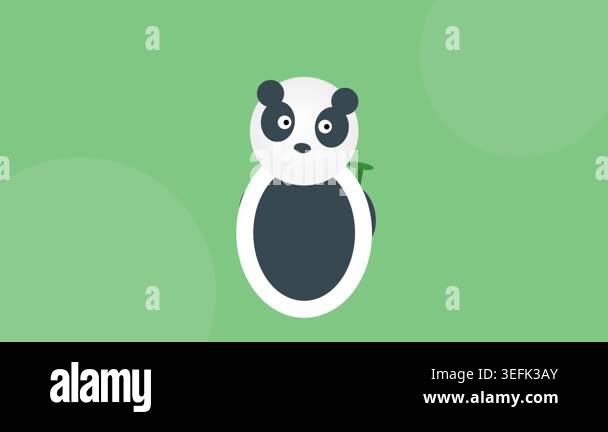 A cute stylized cartoon panda bear character standing against a solid ...