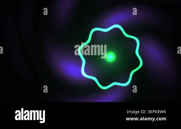 A dynamic animation featuring a glowing green neon ring with a wavy ...