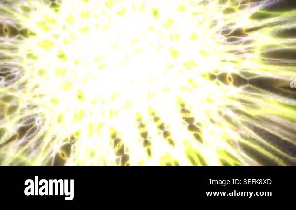 Dynamic animation of a brilliant golden light burst with radiant energy ...