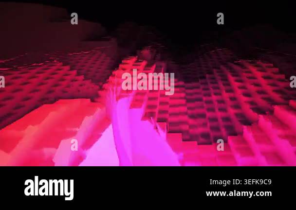 A bright pink pixelated abstract background with a black background ...