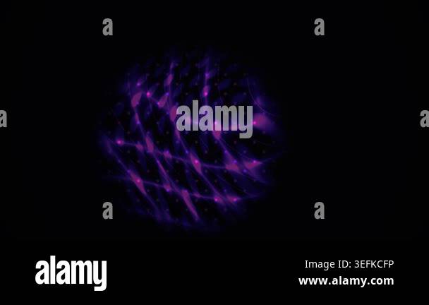An abstract animation featuring a glowing purple net or mesh structure ...