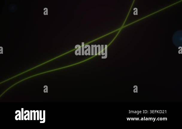 Abstract animation featuring thin yellow glowing light lines ...