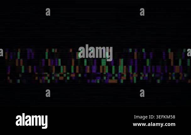 An abstract visual effect featuring digital signal noise, data ...