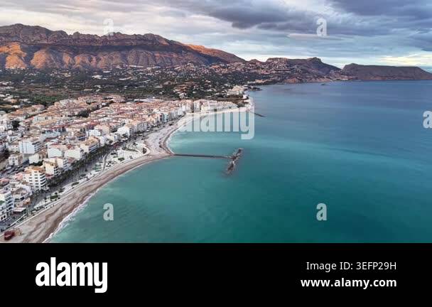aerial view over a mediterranean town of alicante, spain Stock Video ...