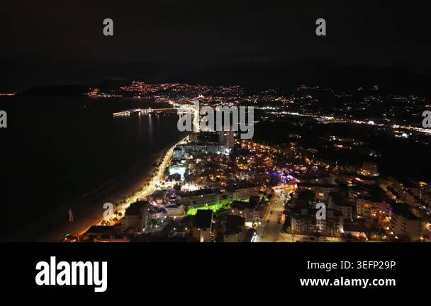 aerial drone image view of a beautiful city at night Stock Video ...