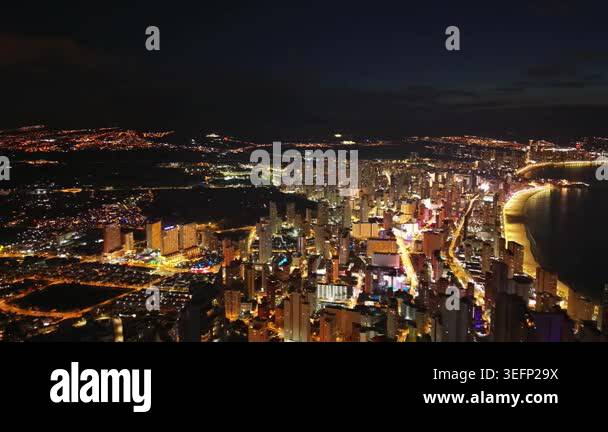 beautiful aerial view of night city Stock Video Footage - Alamy