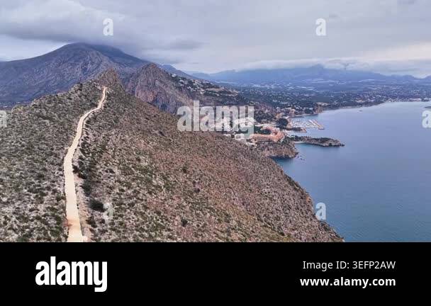 aerial view of the sea and the mountains Stock Video Footage - Alamy