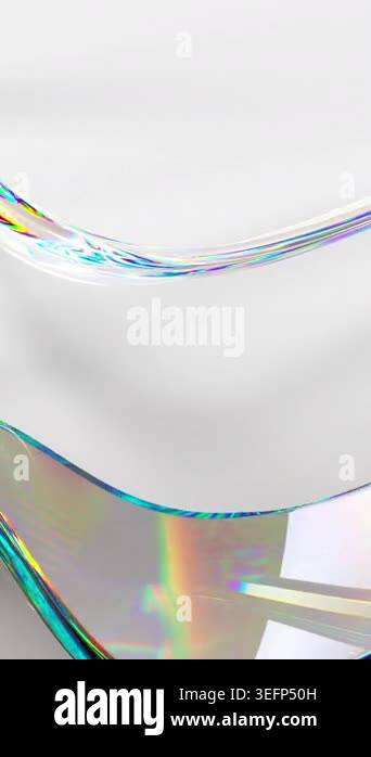 Abstract 3D glass wave emerging from white surface. Features elegant ...