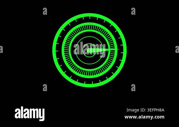 Neon Green Circular Radar Display with Pointer on Black Background ...