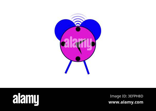 Cute cartoon alarm clock ringing with blue bells on white, Cartoon ...