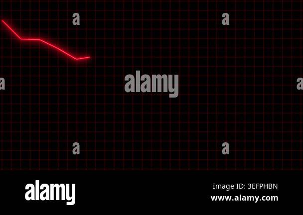 Red Neon Downward Trend Line Graph on Black Grid Background chart ...