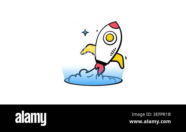 Futuristic rocket symbolizing space exploration, trendy hand drawn icon ...
