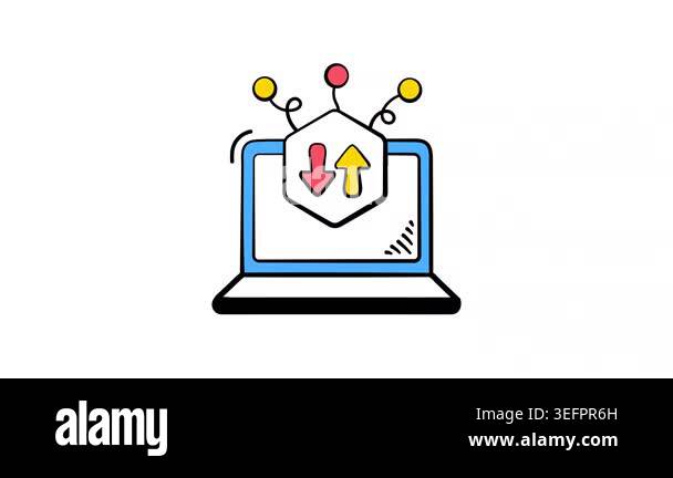 Well designed amazing doodle style icon animation of data transfer ...