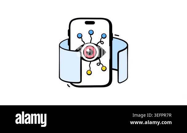 Futuristic AI vision device doodle icon animation, advanced digital ...