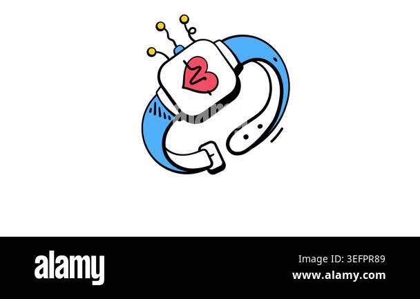 Creatively designed hand drawn icon animation of smartwatch, premium ...